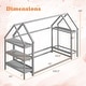 preview thumbnail 6 of 18, Twin Size Montessori Floor House Bed with Detachable Storage Shelves and Clothes Hanging Rack