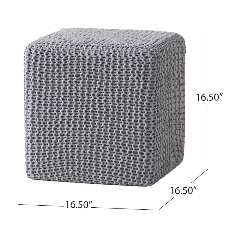 Square knitted Foot Stool, Modern Indoor Ottoman Cube Pouf ,Red & Grey