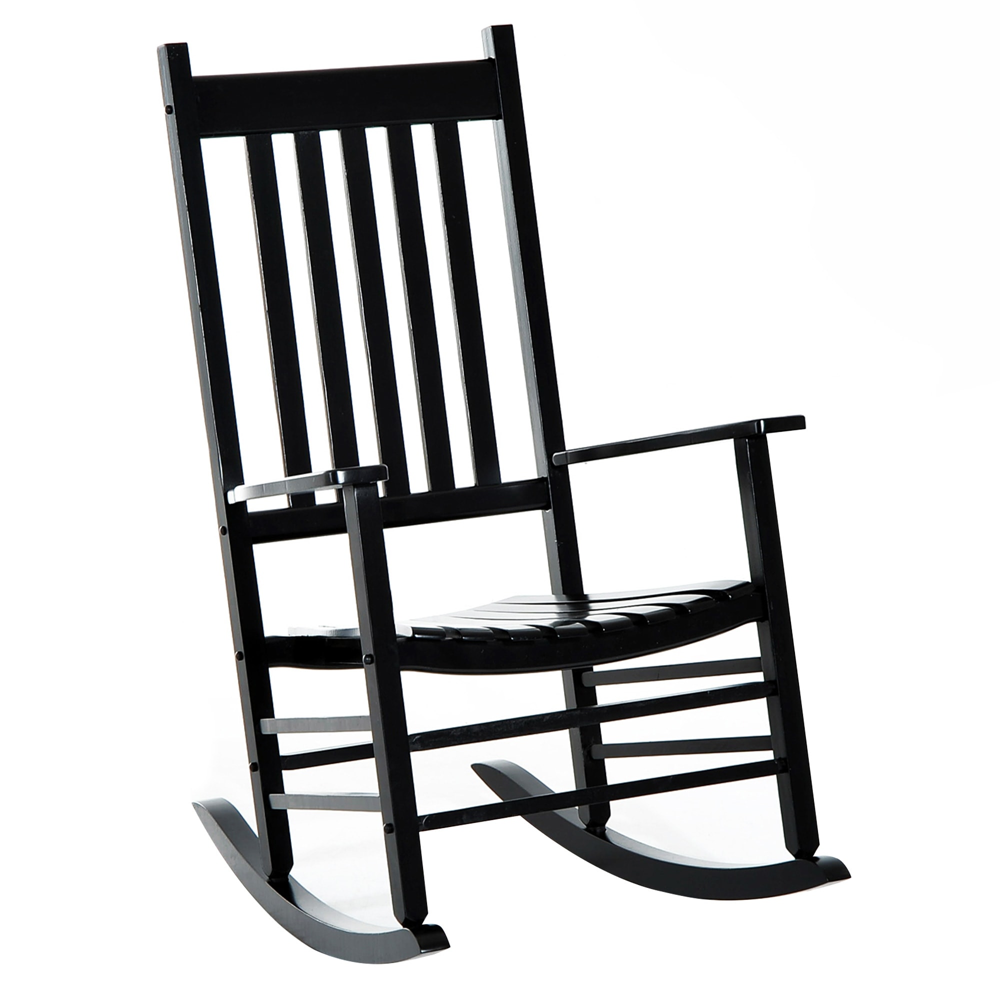 Outdoor Patio Wooden Rocking Chair with Smooth Armrests, High Back for Garden, Balcony, Porch, Supports Up to 352 lbs