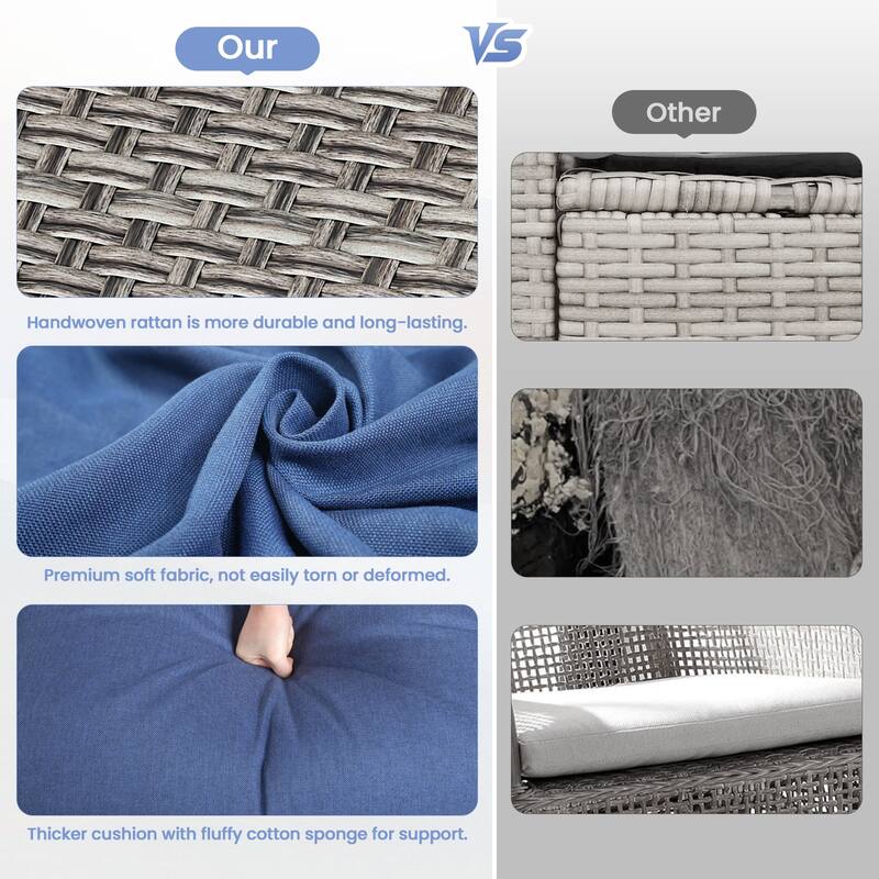 Pocassy 5-Piece Outdoor Patio Swivel Chairs Table with Ottoman