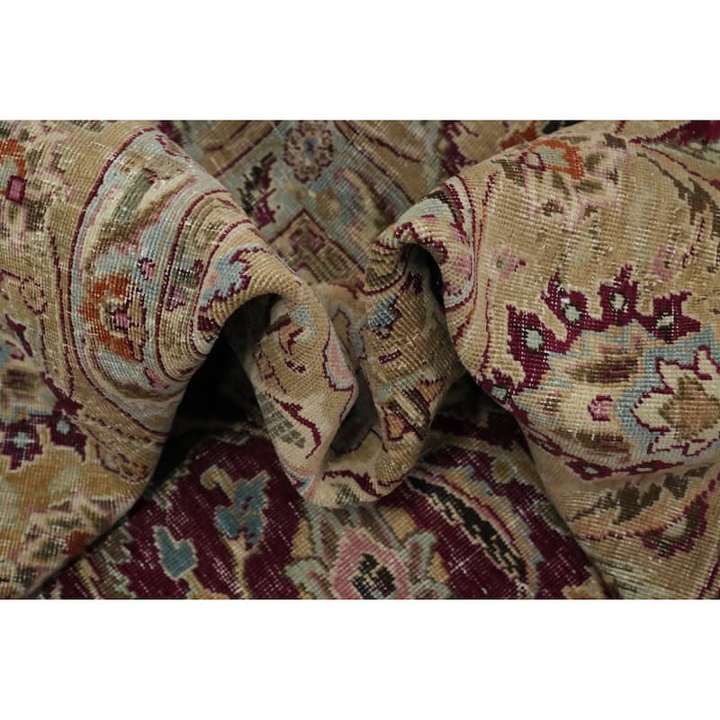Hand Knotted Oriental 100% Wool Carpet Traditional Floral Red Kashan Area Rug - 12' 9'' X 9' 7''