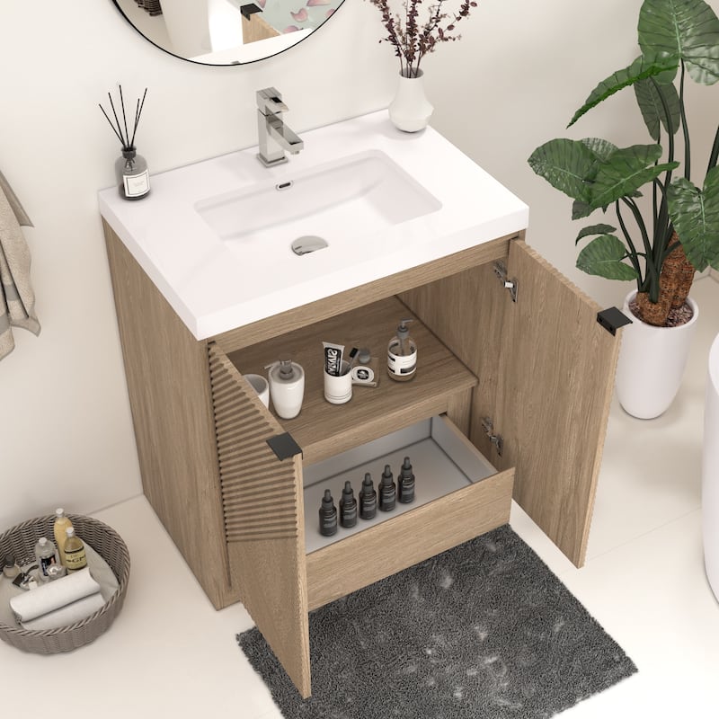 Milano 30" Freestanding Bathroom Vanity with White Acrylic Sink