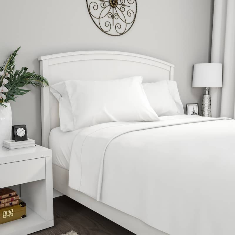 3-Piece Brushed Microfiber Sheet Set – Washable Fitted and Flat Twin XL Sheets Plus Pillowcase by Lavish Home (White) - White - Twin XL