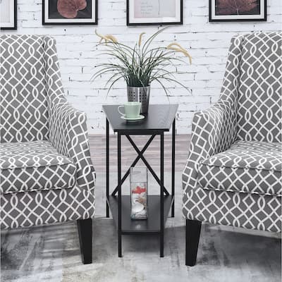 Wedge End Table with Shelf - Modern Accent Table, Metal Frame, Living Room, Bedroom Decor - 23.75