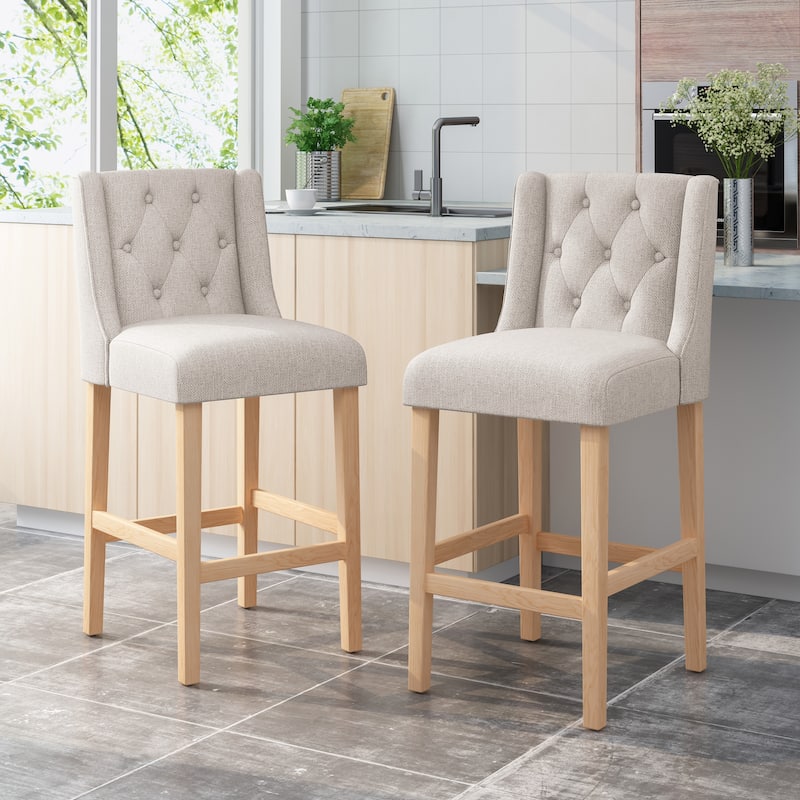 Vienna Contemporary Fabric Tufted Wingback 31 Inch Counter Stools, Set of 2