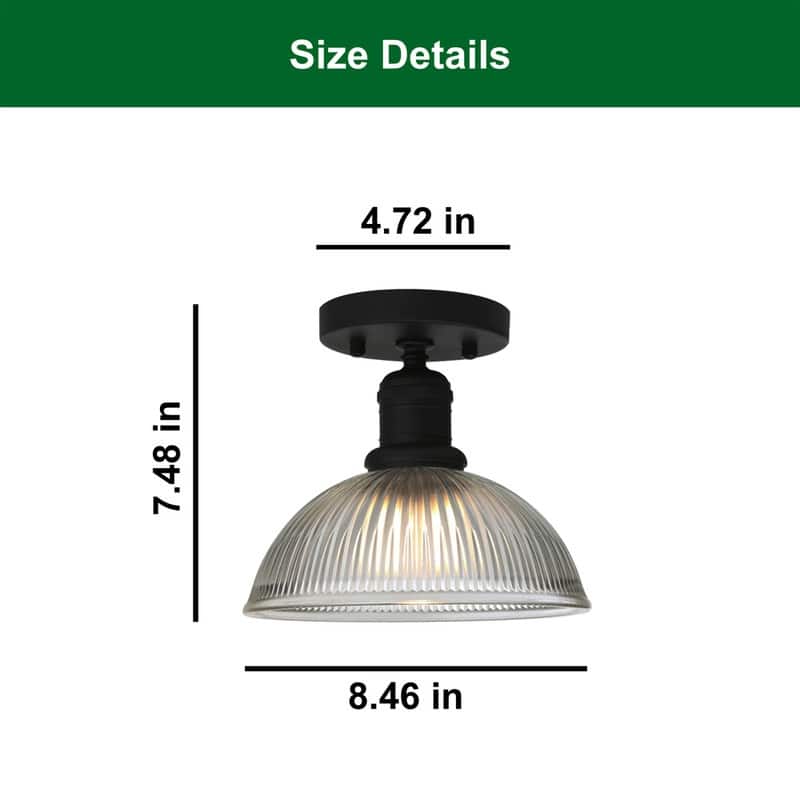 1 Light led light black light bulb glass shade, metal base ceiling light - N/A