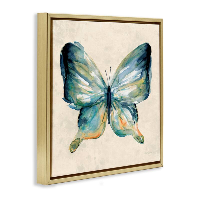 Stupell Bold Butterfly in Green Framed Floater Canvas Wall Art Design By Carol Robinson