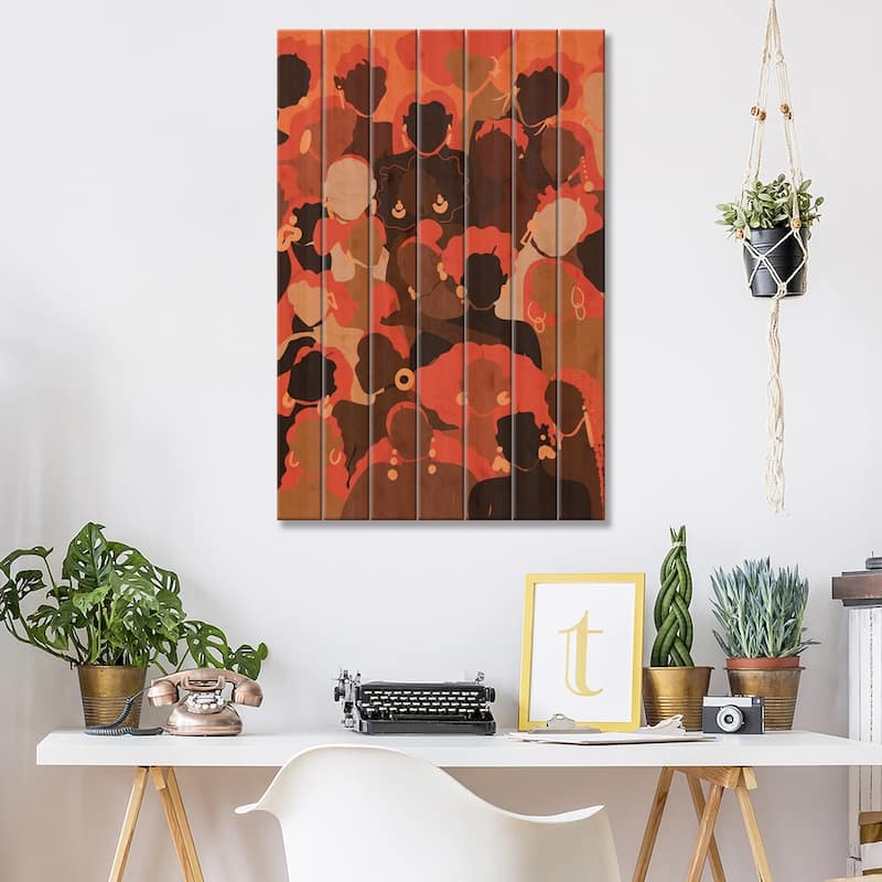 Fire Womxn Print On Wood by Reyna Noriega - Multi-Color