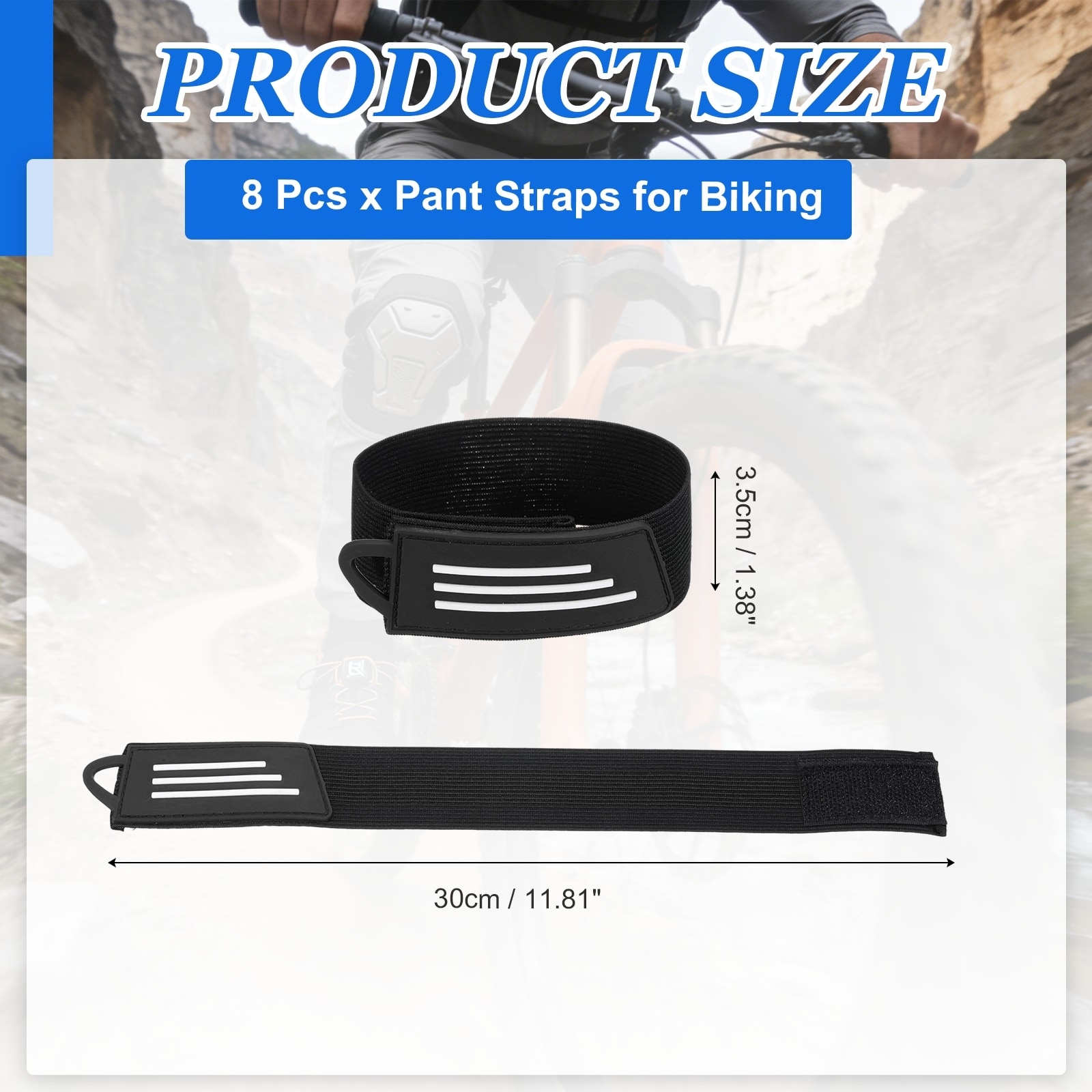 Bike Pant Leg Strap, Cycling Safety Bind, Pant Bands Clip Strap, Adjustable Elastic Bike Ankle Leg Belt for Cycling - Small