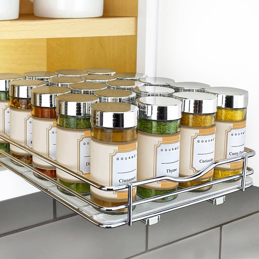 LYNK PROFESSIONAL® Pull Out Spice Rack Organizer for Cabinet - 8-1/4 inch Wide - Lifetime Limited Warranty - Chrome