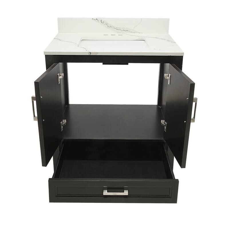 Nevado 37" Bathroom Vanity with Cultured Marble Vanity Top Sink in White with White Basin