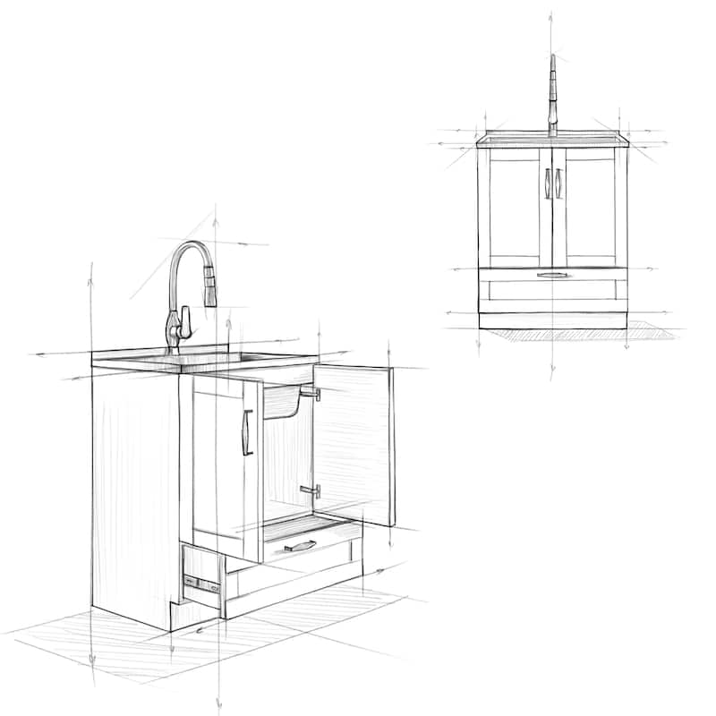 WYNDENHALL Alma Transitional Deluxe Utility Sink & Cabinet