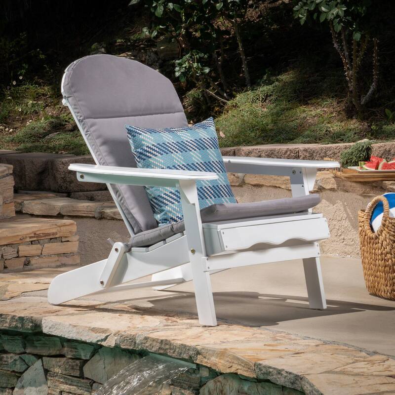 Roomfitters Malibu Adirondack Chair Cushion with Ties, Water-Resistant Fabric - Grey