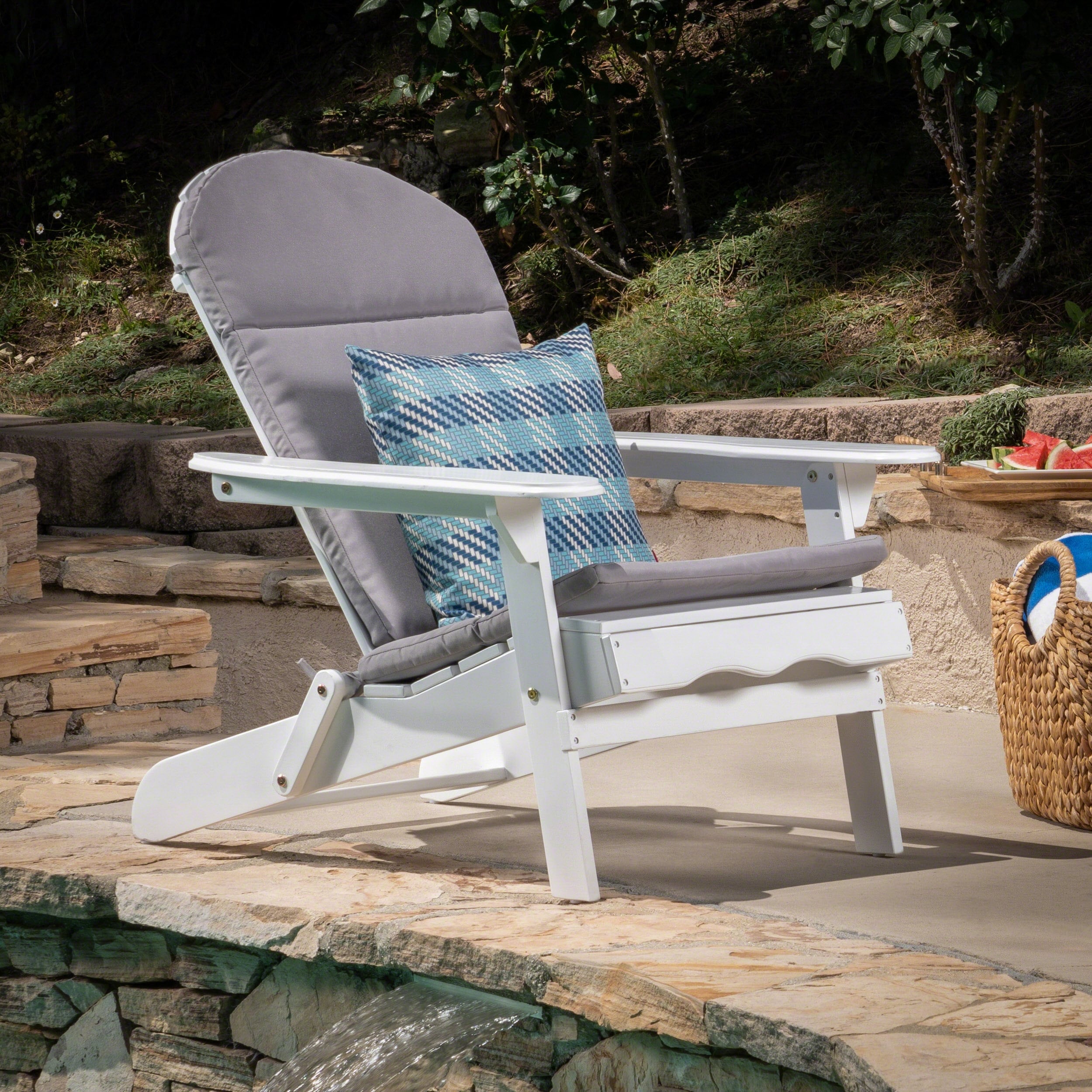 Roomfitters Outdoor Adirondack Chair Cushion with Ties, Water-Resistant Fabric
