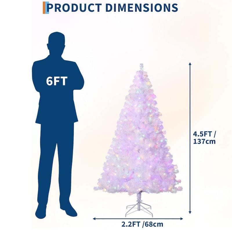 Prelit White Purple Gradient Snow Flocked Christmas Tree, Xmas Tree - N/A