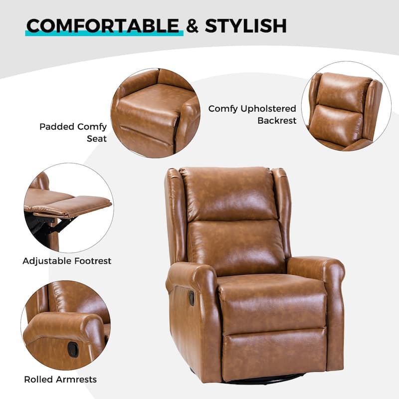 Baksoho Contemporary Faux Leather Swivel Nursery Chair with Metal Base by HULALA HOME