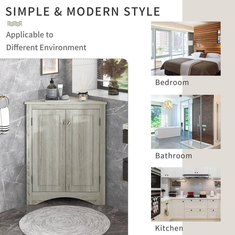 Bathroom Storage Cabinet with Adjustable Shelves, Triangle Bathroom Storage Cabinet, Freestanding Floor Cabinet