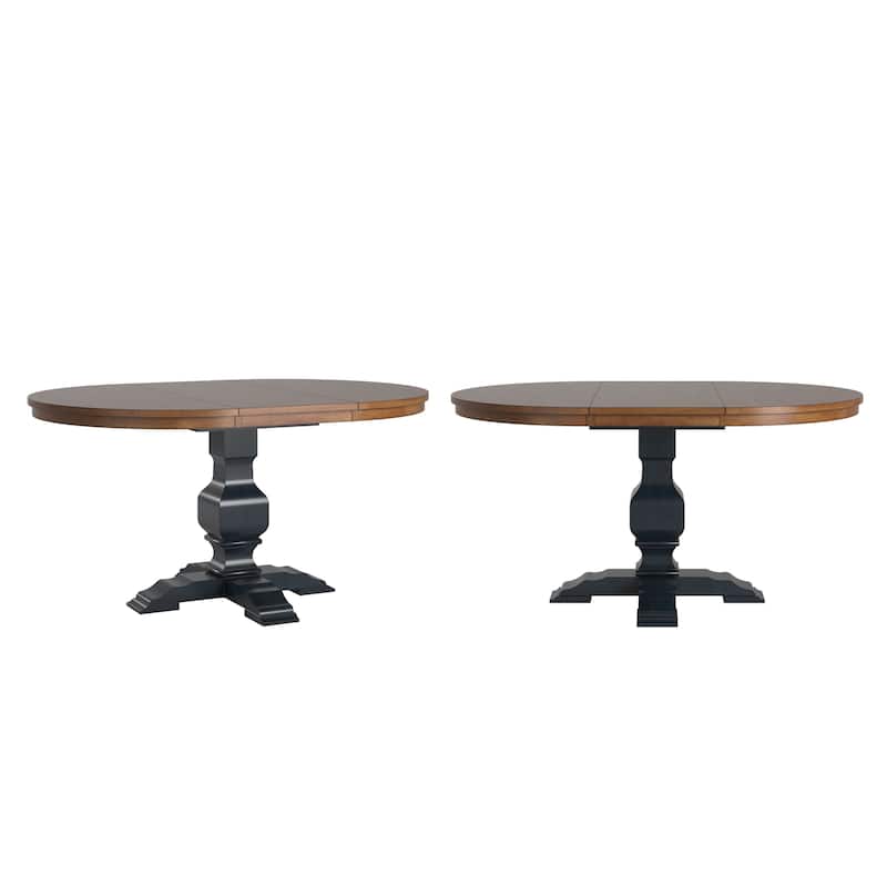 Ronda Two-Tone Oval Solid Wood Top Extending Dining Table - Oak/Antique Denim