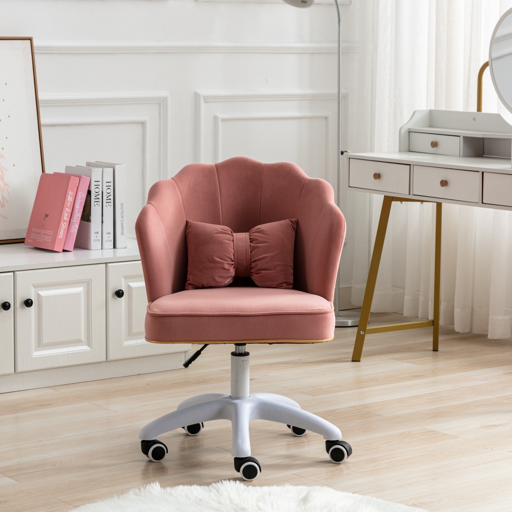 Pink swivel outlet vanity chair