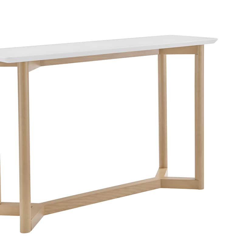 HomeRoots 47" Natural And White Solid Wood Sled Console Table - 47.00 in. x 30.00 in. x 15.50 in.