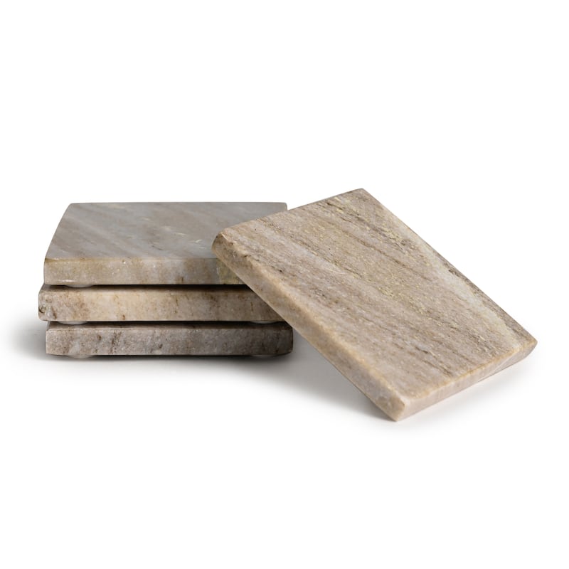 Brown Galaxy Marble Square Coaster Set of 4 - Brown