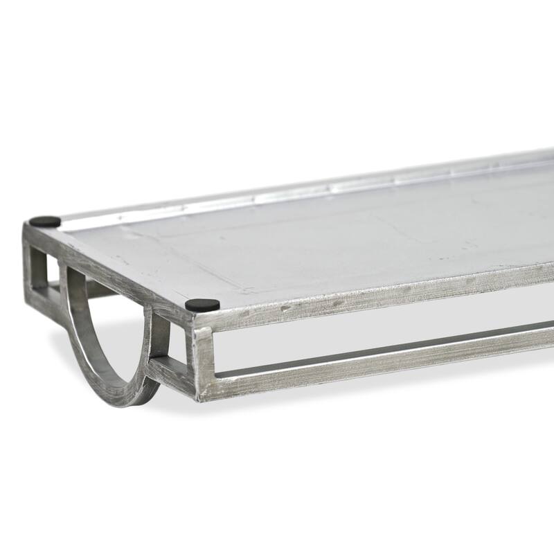 Verena Slim Rectangular Mirrored Tray - Silver
