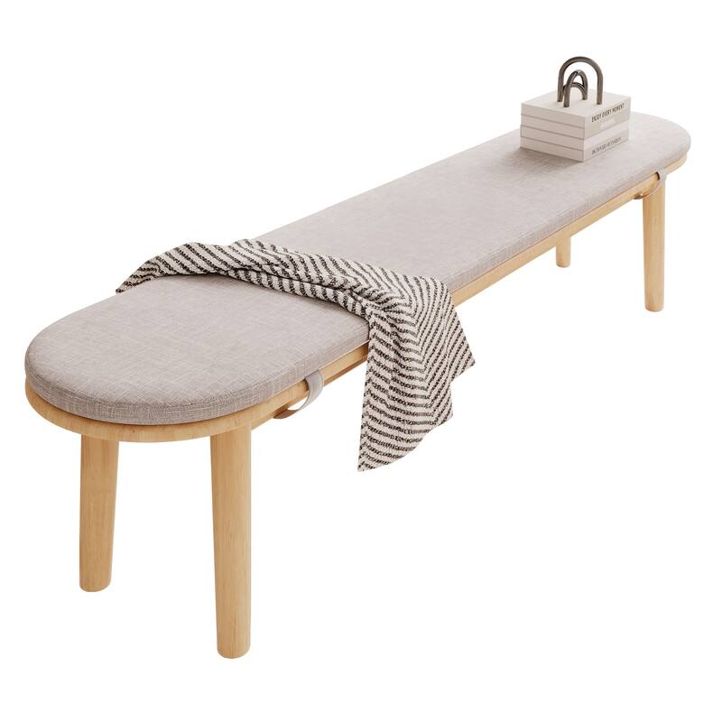 Upholstered Dining Bench, Solid Wood Entryway Bench, Fabric End of Bed Bench - 63 Inch