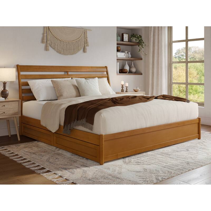 Emelie Platform Bed with Panel Footboard and Storage Drawers