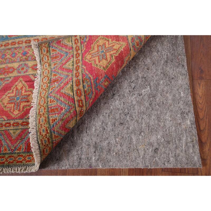 Geometric Kazak Oriental Foyer Rug Handmade Yellow Wool Carpet - 2'0" x 3'0"