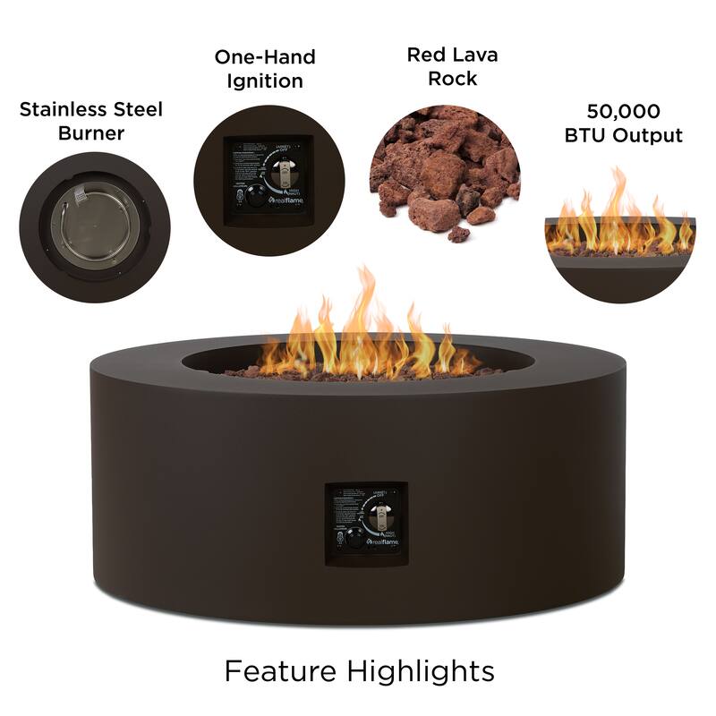 Aegean 36" Round LP Fire Table w/NG Conversion kit by Real Flame