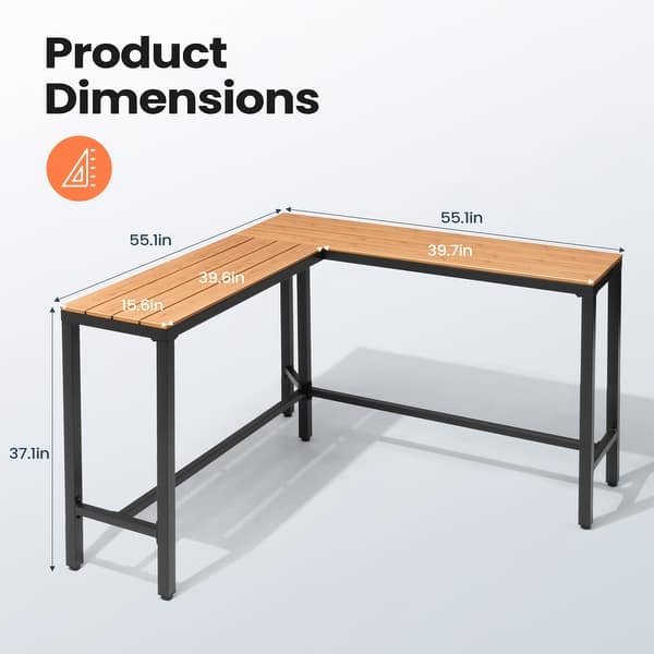 dimension image slide 13 of 14, Pellebant Patio Outdoor Bar Table Rectangle Pub Table Dining Table