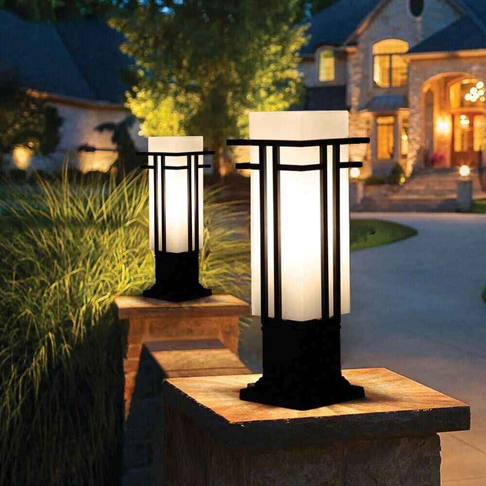 Exterior Pillar Lanterns Black Waterproof Post Light Bollard 6.7