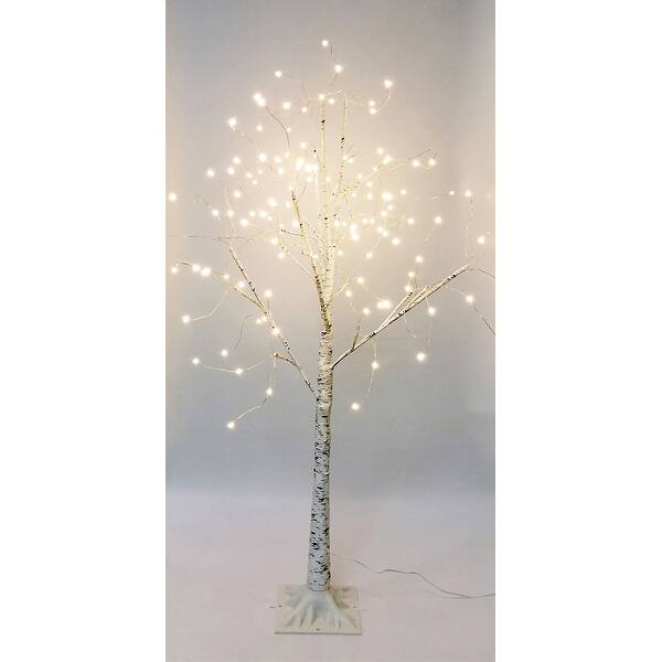 Christmas 4 ft. Birch Tree 144 LED Warm White Fairy Lights Bed Bath