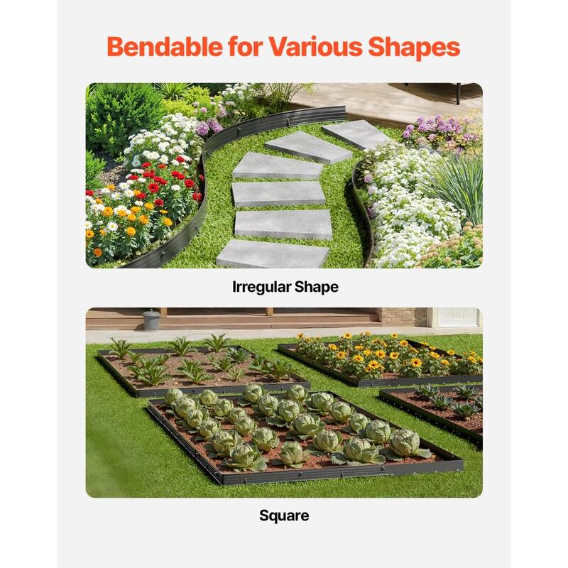 Black Aluminum Landscape Edging Set, Flexible, Rust-Proof - 72” L x 4” H
