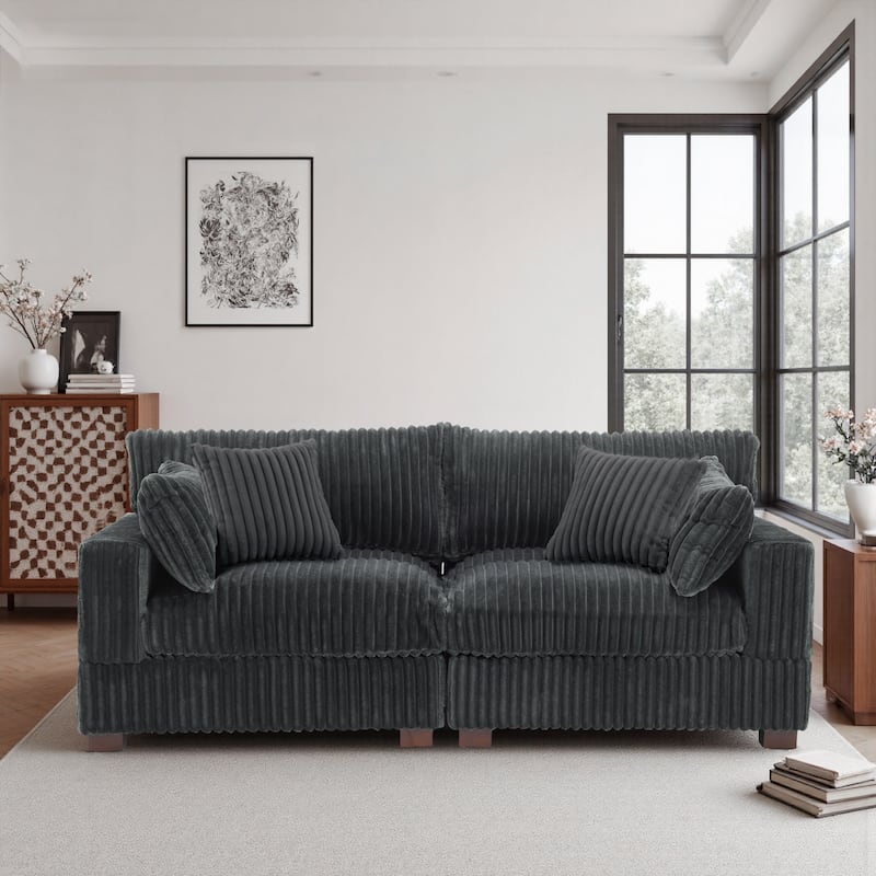 80"Plush Upholstery Loveseat Modular Sofa Couch