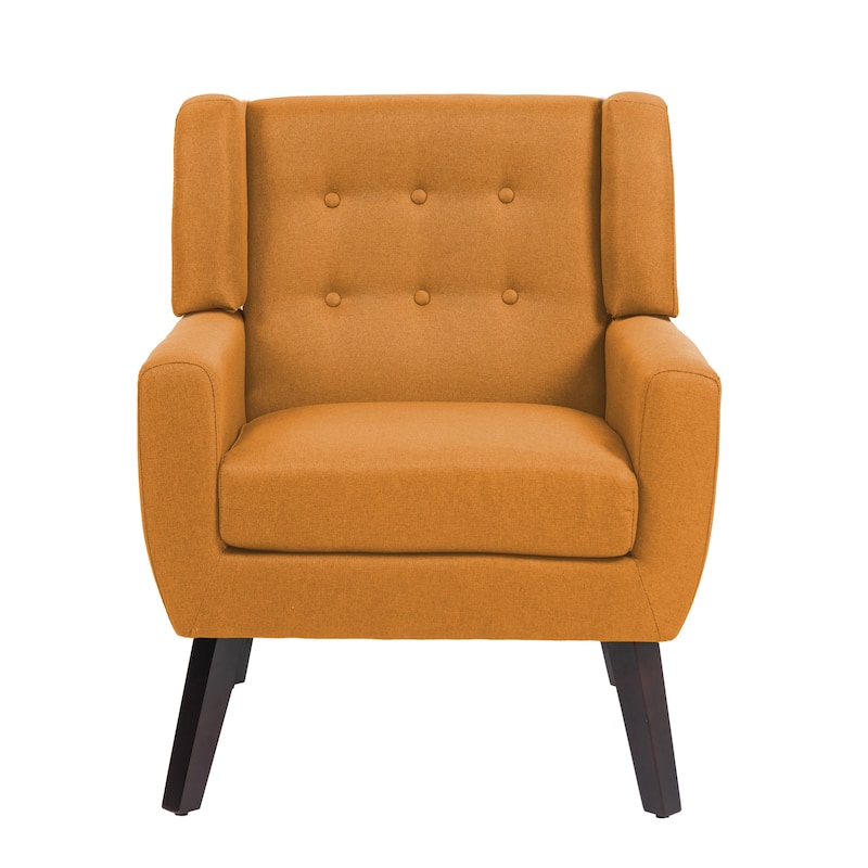 Modern Upholstered Faux Leather Tufted Armchair Linen Accent Chairs