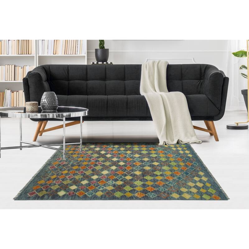 Balochi Adowa Grey/Gold Rug - 3'1" x 4'11"