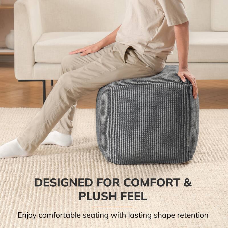 Jani 20-inch Ottoman Pouf - Handcrafted Handmade Ottoman for Seating, Footrest, Home Decor for Living Room, Bedroom