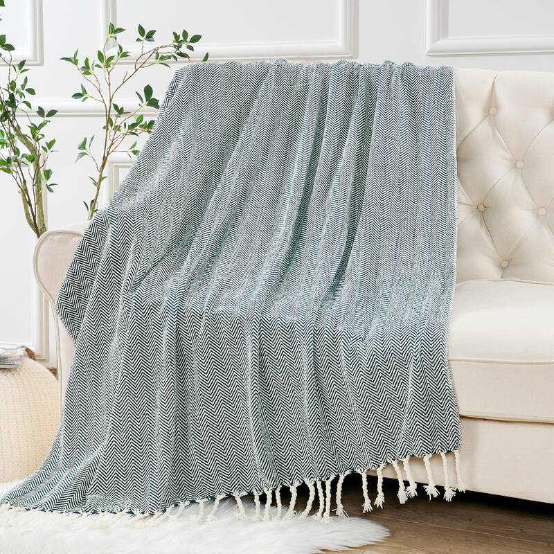 Extra Cozy Chevron Knit Throw Super Soft Knitted Blanket for Couch