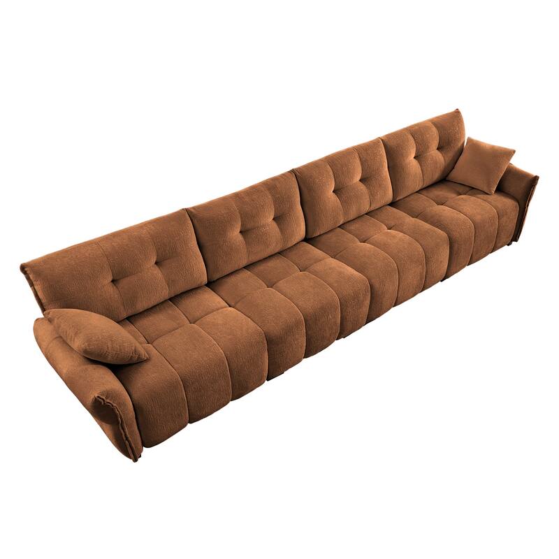 141.7" Chenille 5-Seat Sofa with Tufted Design & Sponge Cushions