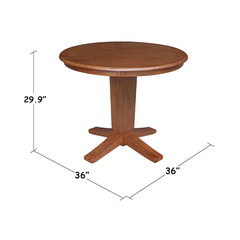 36 in Solid Wood Round Top Pedestal Dining Table
