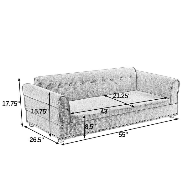 dimension image slide 1 of 2, Oversized Pet Sofa, Elegant Modern Linen Fabric Elevated Dog Sofa Bed, Oversized Rectangular Pet Bed with Backrest & Armrest