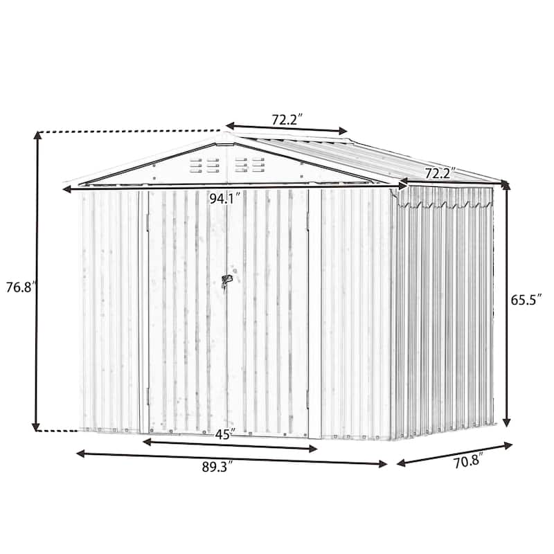 7.8 ft. W x 6 ft. D Metal Shed with Double Door (44 sq. ft.)