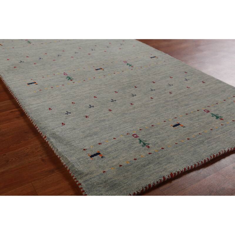 Hand Knotted Oriental 100% Wool Carpet Tribal Animal Pictorial Multi-Colored Gabbeh Area Rug - 4' 11'' X 3' 0''