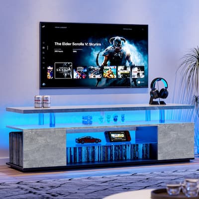 63" LED Gaming TV Stand with Cabinet & Multi-Colored LED for 70" TVs