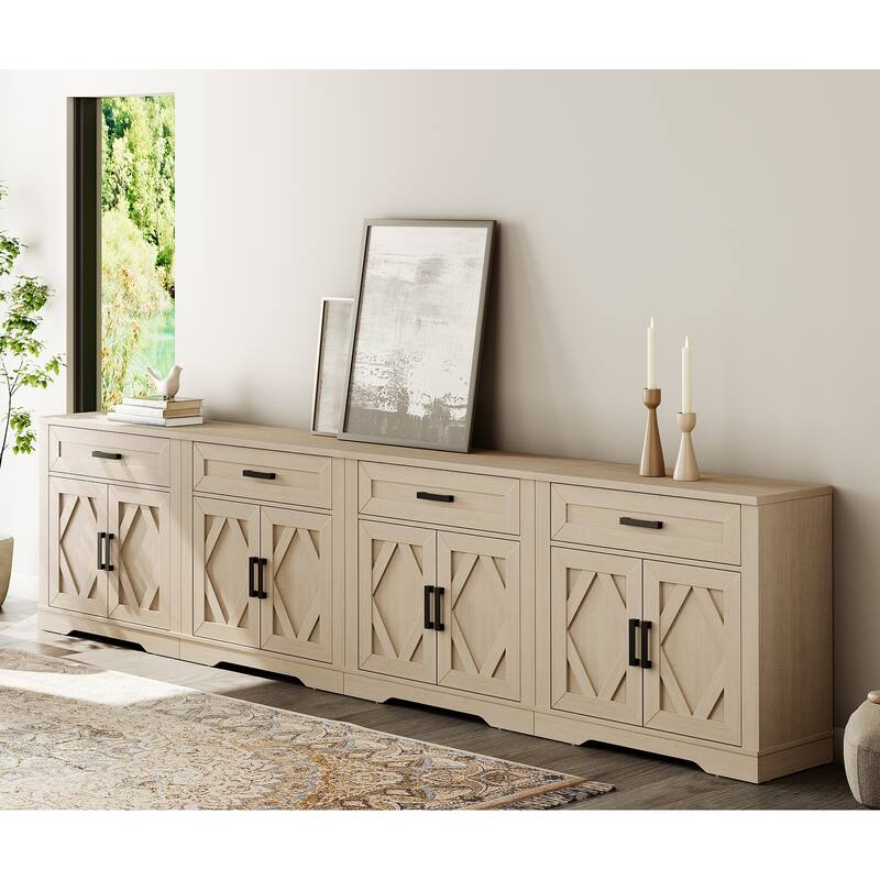 Farmhouse Entertainment Center with Storage Barn Door Cabinet for 50"-130" TVs