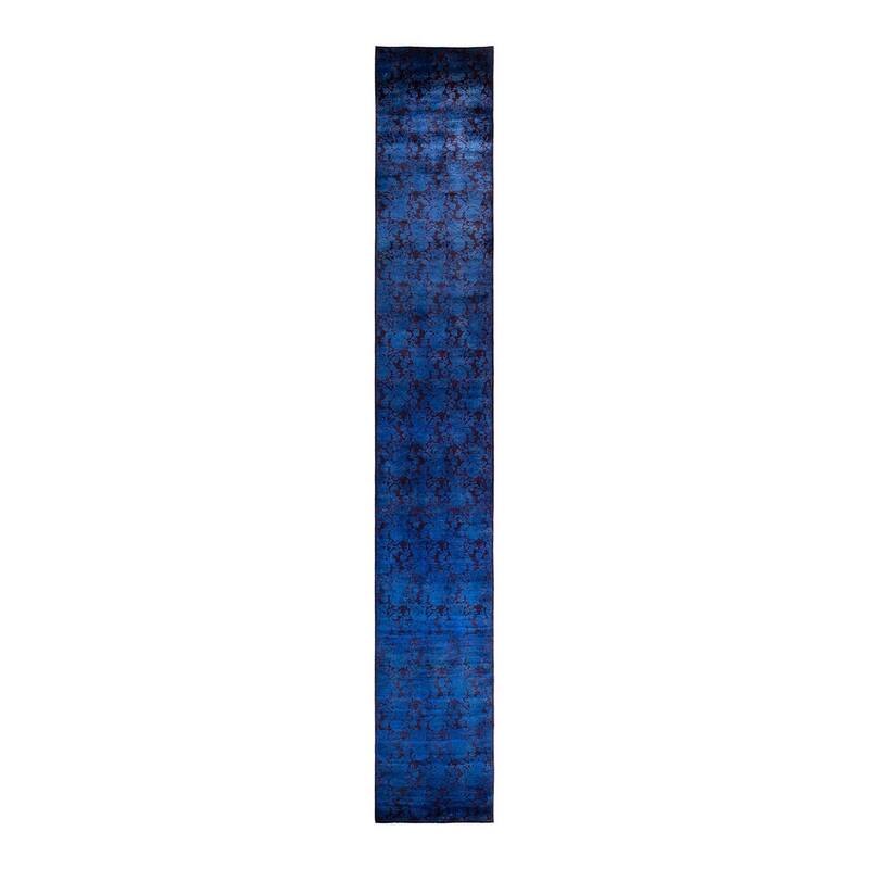 Overton Hand Knotted Wool Vintage Inspired Modern Contemporary Overdyed Purple Area Rug - 2' 8" x 18' 10"
