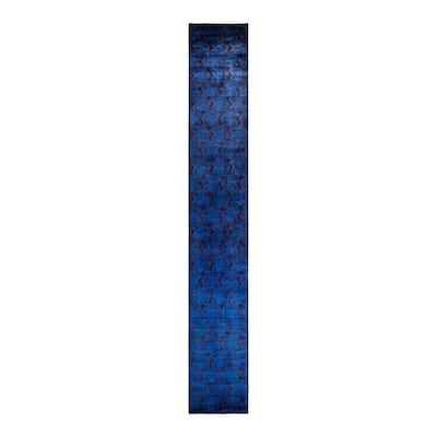 Overton Hand Knotted Wool Vintage Inspired Modern Contemporary Overdyed Purple Area Rug - 2' 8" x 18' 10"