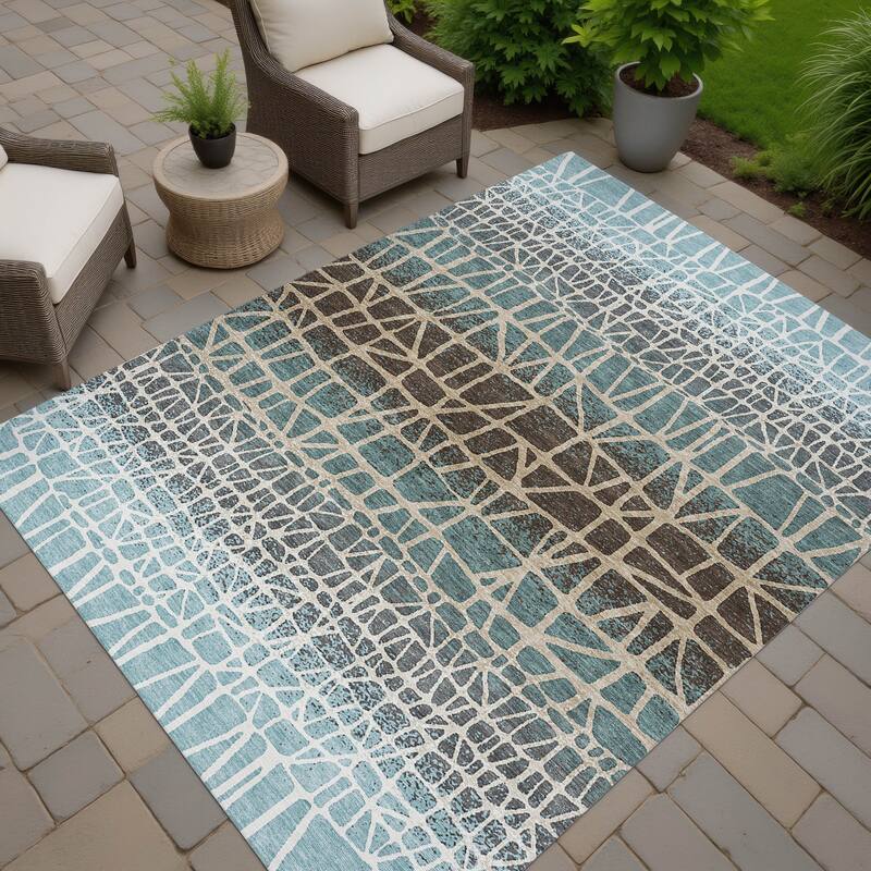 Machine Washable Indoor/ Outdoor Boho Global Chantille Rug