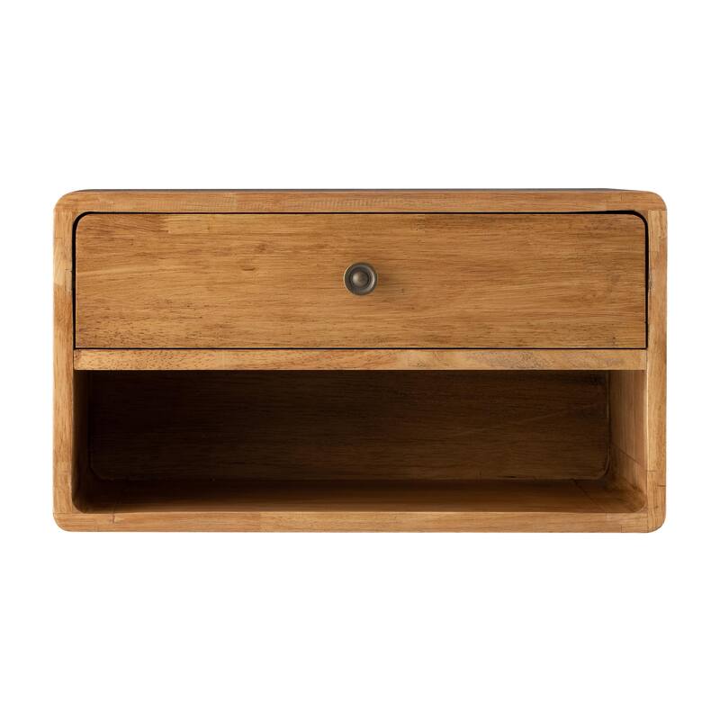 COZAYH Farmhouse Rubber Wood Floating Nightstand, Transitional Wall Mounted Side Table with Open Slot, Fully Assembled